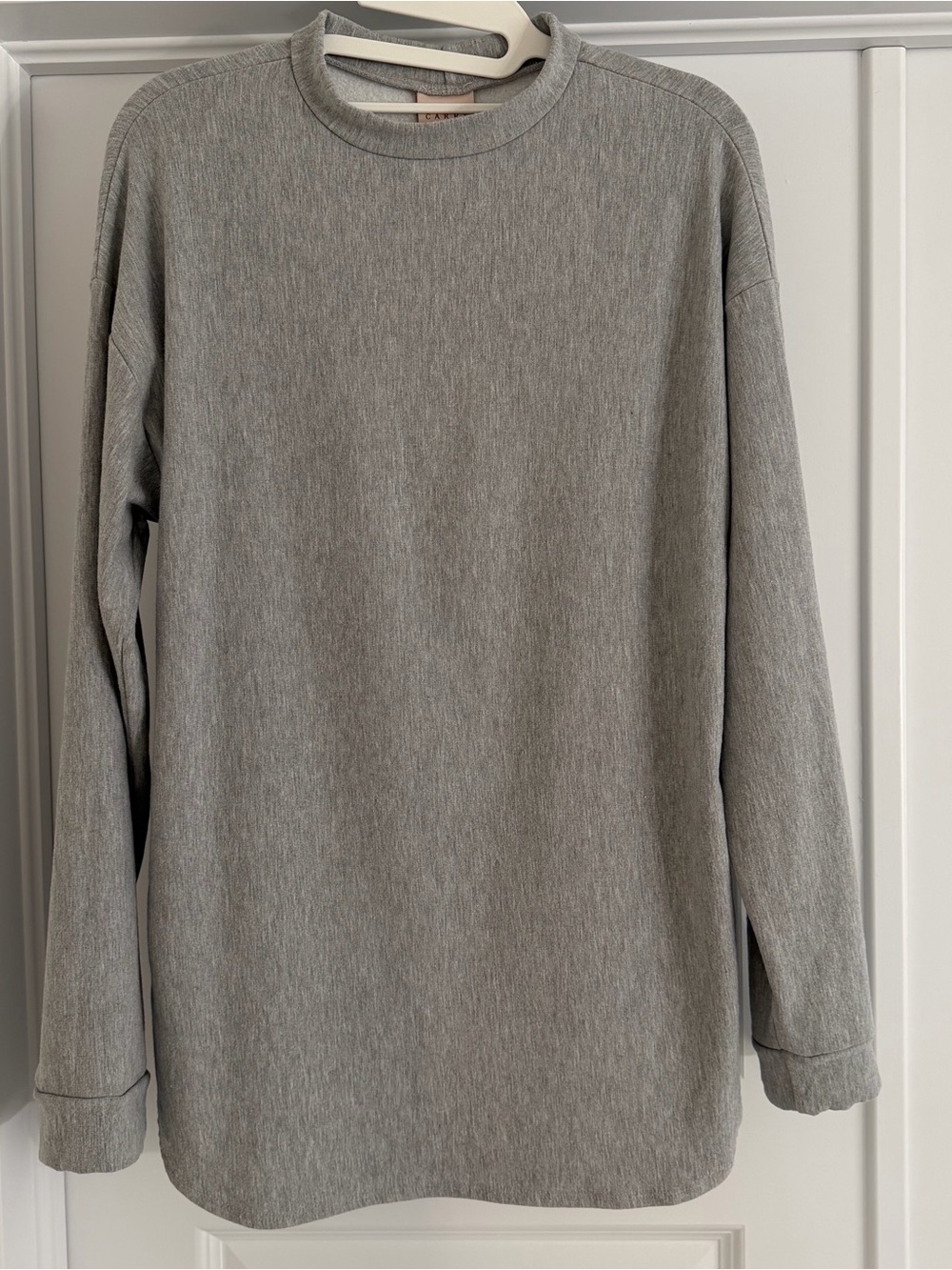 CARRY MATERNITY Mock Neck Fleece Pullover | Small | Heather Grey | Side Zip |